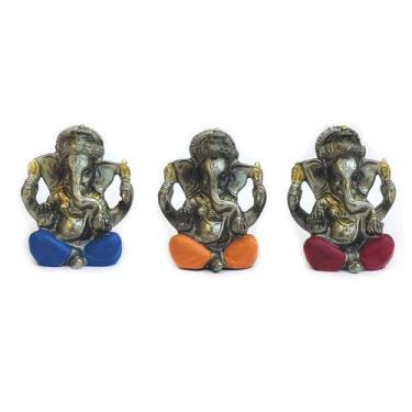 Imagem de Trio Ganesha Hindu Deus Sorte Prosperidade Sabedoria Resina - Luthi Co