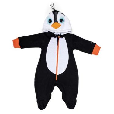 Imagem de Macacão Longo Suedine Luxo Bebê Menino Capuz Pinguim Rf 7962 - Lessa K