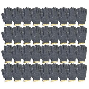 Imagem de Kit 36 Pares Luva Pano Tricotada Malha Pigmentada Preta EPI - Tradesta