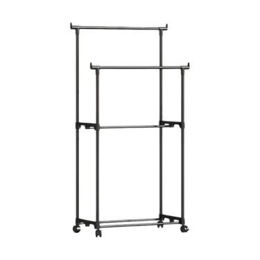 Imagem de Arara Dupla Com Roda Guarda Roupa Cabideiro Organizador 5kg - Clink, A