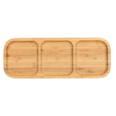 Imagem de Petisqueira Retangular De Bambu 3 Divisórias Resistente - Kadê