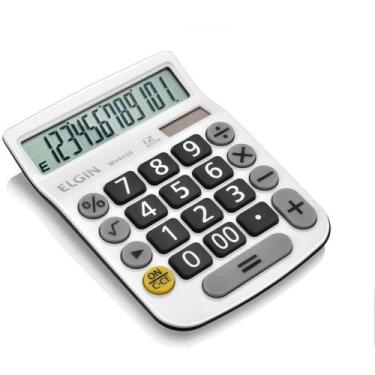Imagem de Calculadora de Mesa 12 Dígitos Visor LCD SOLAR/BATERIA Branca - ELGIN