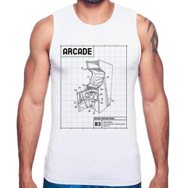 Imagem de Regata Arcade Fliperama Projeto - Foca na Moda, Branco, G