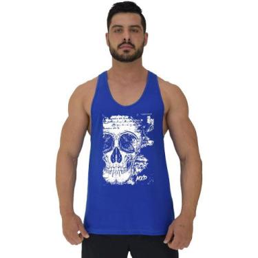 Imagem de Regata Menos Cavada Masculina MXD Conceito Scribbled Skull, Azul, G