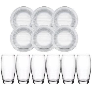 Imagem de Kit 6 Pratos Fundos Diamante e 6 Copos Oca Nadir Figueiredo