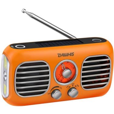 Imagem de ZHIWHIS Rádio de Emergência com Ventilador Portátil, Rádios Meteorológicos Am/Fm/Wb com Sirene Sos, Manivela/Painel Solar/4000Mah/Banco de Energia/Botão Giratório/Receptor Retrô Re (,)