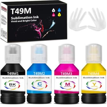 Imagem de APRONE Tinta de sublimação de preenchimento automático T49M 4x140ml para impressora de sublimação Epson SureColor F170 F570 T49M1 T49M2 T49M3 T49M4 (sem ICC/anti-UV, pacote com 4)