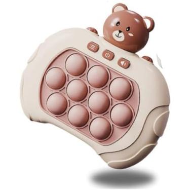 Imagem de Pop Mini Gamer Console Anti Stress Eletrônico Atualizado Criança Game Educativo Anti Stress Divertido Infantil +3 Anos Brinquedos Fidget Rápidos Quebra-cabeça RápidoTecla Silicone (Urso Marrom)