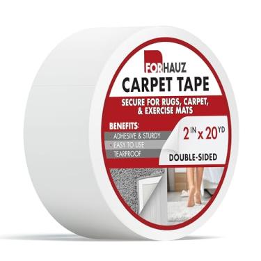 Imagem de ForHauz Fita de carpete, fita dupla face para tapetes de área, antiderrapante para pisos de madeira, azulejo e carpete, 5 cm x 20 metros