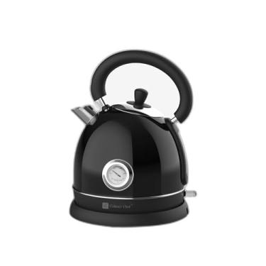 Imagem de CULINARY CHEF Chaleira elétrica retrô de água quente com tecnologia de fervura rápida, sem BPA, 1,8, aço inoxidável, preta