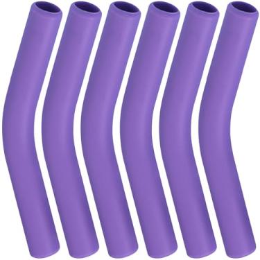 Imagem de CustomyLife 6 peças de pontas de palha de silicone 5/40.6 cm capas de palha de borracha de grau alimentício para canudos de aço inoxidável roxo Flex Hydraflow pontas de canudo de substituição para