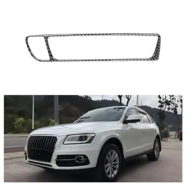 Imagem de IKUESM compatível com Audi Q5 2010-2017 Acessórios de fibra de carbono interior chave do carro moldura de acabamento adesivo decorativo de saída de ar condicionado(L-BLACK)