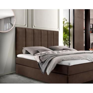 Imagem de Cabeceira de Parede Estofada Cama Box Casal Queen Quarto Corino Suede Almofadada Charmosa Lisa 1.60cm (Marrom)