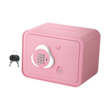 Imagem de MERIGLARE Cofrinho com senha e impressão digital, presente para crianças, recipiente reutilizável para dinheiro estável, cofrinho de brinquedo para o Dia de, Rosa