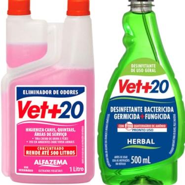 Imagem de Desinfetante Bactericida Concentrado Cães Casa Vet+20 Alfazema 1L + Herbal 500ml