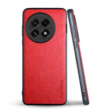 Imagem de AIORIA Capa para Oneplus 13 5G, capa de couro PU premium com tela de 6,8 polegadas, design retrô de negócios, capa protetora completa para oneplus 13 5G (vermelho)