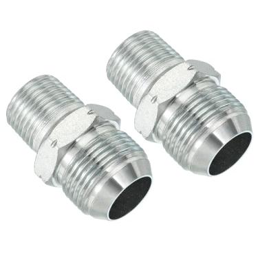 Imagem de PATIKIL Conector adaptador de tubo 1-1/40.6 cm macho 37 ° Flare JIC x 1/5.1 cm macho R encaixe de tubulação 2 peças conector hidráulico de encaixe de restrição de alimentação de óleo para sistema de