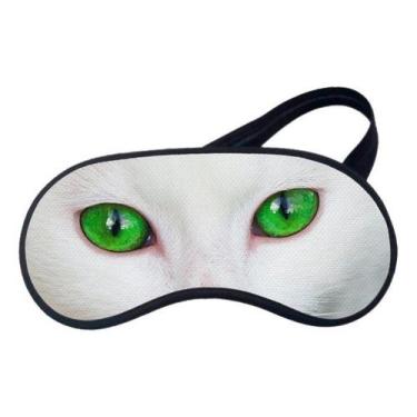 Imagem de Mascara De Dormir Pet Gato Branco Verde - Maluco por Canecas