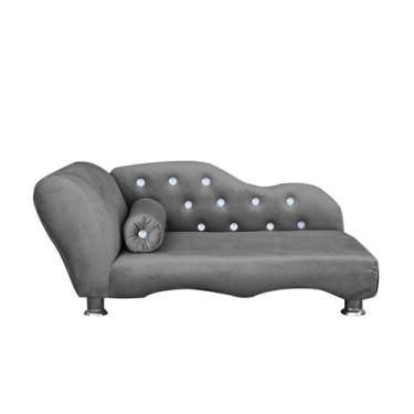 Imagem de Cama Caminha Diva Pet Veludo Strass Cinza Dvinn - Divini, Cinza