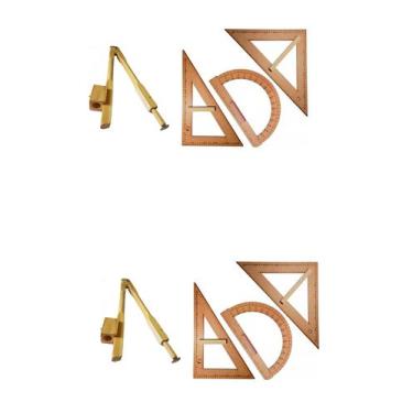 Imagem de CONJ 2 Kits Geométricos do Professor Mdf Com 2 Compasso Para Quadro Br