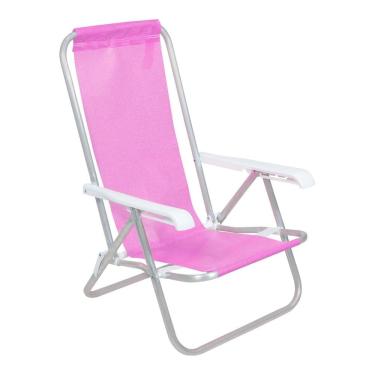 Imagem de Cadeira de Praia Reclinável 4 Posições Alumínio Lazy Sannet Rosa - 023010 Belfix