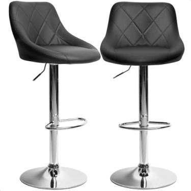 Imagem de Kit 02 Banqueta Alta Giratória Milano Cozinha Americana Bar prime.office P070 (Preta/Cromo)