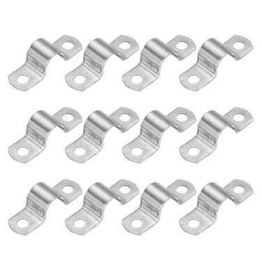 Imagem de PATIKIL Correia de tubo rígido de 16 mm (5/20.3 cm), 12 peças braçadeira de conduíte de aço inoxidável 304 2 furos engrossar suporte de tubo braçadeira de tubo para fixação de fio de cabo de tubulação
