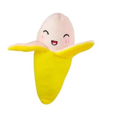 Imagem de Banana de Pelúcia Brinquedo Pet para Cachorro e Gato com Apito e Barulho Divertido