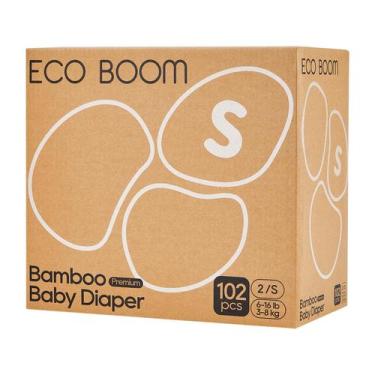 Imagem de Fraldas ECO BOOM Viscose de Bambu Tamanho 2 (3-7kg) - Pacote com 102 U