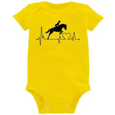 Imagem de Body Bebê Hipismo Batimentos Cardíacos - Foca na Moda, Amarelo, P