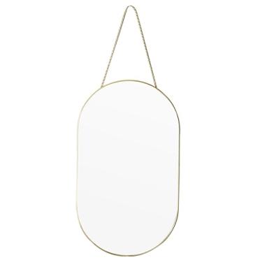 Imagem de ZYGNHMO Espelho oval dourado, espelho de vaidade com moldura de plástico PVC, espelhos de montagem na parede decoração 23,4 x 40,4 cm