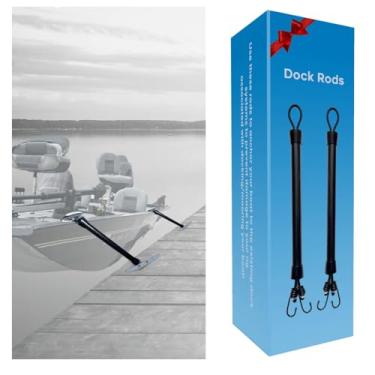 Imagem de Hastes de doca para atracação/ancoragem de barco, corda elástica com gancho de 2 peças, acessórios de barco para homens, para proprietários de barcos pontão e barcos Jon (40,6 cm)