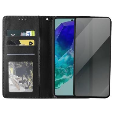 Imagem de Capa Capinha Carteira Flip e Película 3d Privacidade Anti Spy Compatível Samsung Galaxy M55
