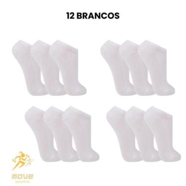 Imagem de Kit 12 Pares De Meias Soquete Cano Curto Algodão - Sem marca, Branco, 