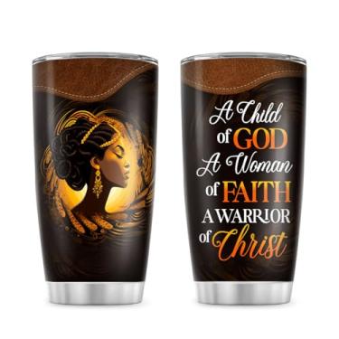 Imagem de Sistabag - Copo de café para mulheres negras - aniversário, dia das mães, presentes de Natal para mulheres, copo de orgulho para mulheres (A-She Who Kneels Before God) (Child Of God, 590 g)