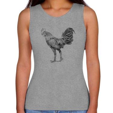 Imagem de Regata Feminina Galo Desenho - Foca na Moda, Cinza, P