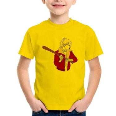 Imagem de Camiseta Infantil Baseball Girl - Foca na Moda, Amarelo, 6
