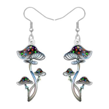 Imagem de DALANE Brincos de acrílico divertidos inspirados na natureza com pingente de cogumelo para mulheres, lindos brincos de designer de plantas, hipoalergênicos, presentes para amantes da natureza,