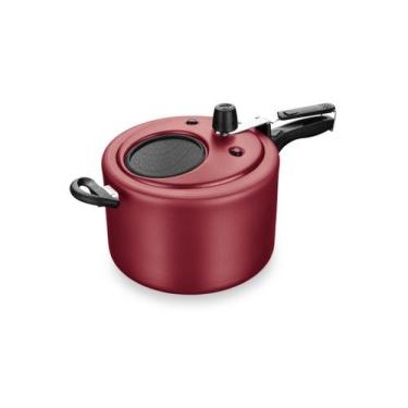 Imagem de Panela De Pressão Antiaderente Com Visor 8,0 Litros MTA, Cereja