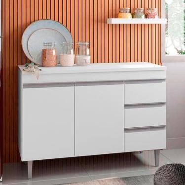 Imagem de Balcão de Pia Andréia 100 cm 3 Gavetas e 2 Portas Branco – AJL