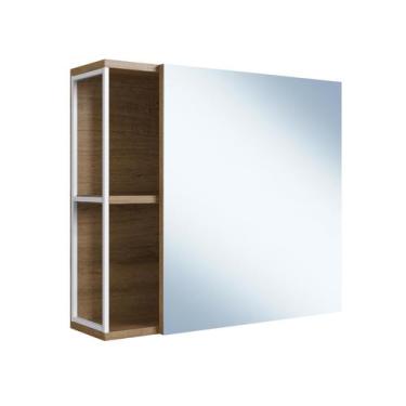 Imagem de Armário Para Banheiro 60 Cm P1015 Mel/Branco Placa e Ponto