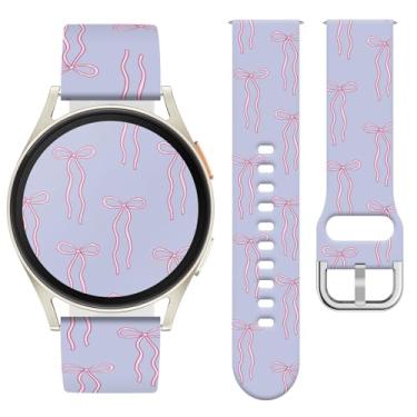 Imagem de Watbro Pulseira de relógio Bowknot compatível com Samsung Galaxy Watch 7/FE/6/5/4 com pingentes, pulseira esportiva de silicone macio de 20 mm para relógio inteligente Vivoactive 5/Vivoactive 3