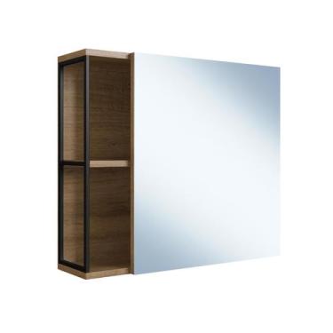 Imagem de Armário Para Banheiro 60 Cm P1015 Preta E Mel Placa e Ponto