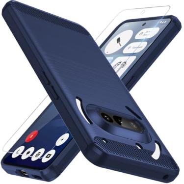 Imagem de Osophter Capa for Nothing Phone 3A: com protetor de tela, capa protetora de borracha TPU flexível com absorção de choque, capa para celular 3A (azul marinho)
