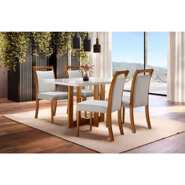 Imagem de Sala de Jantar Madeira Maciça com 4 Cadeiras 1,20x0,80m - Talia - Espresso Móveis