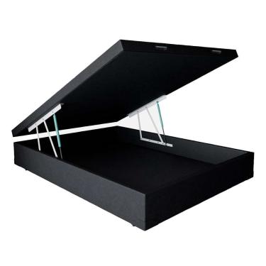Imagem de Base para Cama Box Casal Martin Premium com Baú Corino (47x138x188) Preta