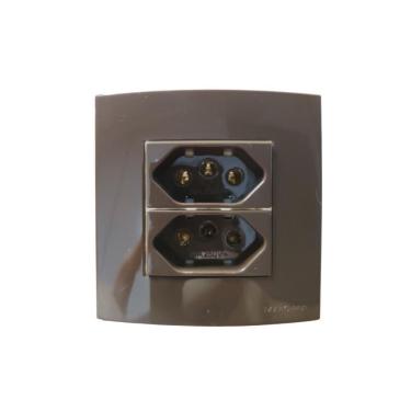 Imagem de Tomada Dupla Móveis Pedra Drywal Margirius 10/20A Marrom