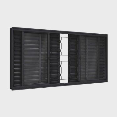 Imagem de Janela de Aço Veneziana com Grade Mosaico 6 Folhas 100x120cm Facilitá Lucasa