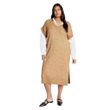Imagem de City Chic Vestido de caramelo SHEREEN Plus Size, caramelo/branco, 52