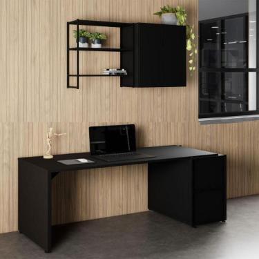 Imagem de Escrivaninha 1,7m c/ Balcão Lateral Nicho e Armário Aéreo F5 - F5 Offi